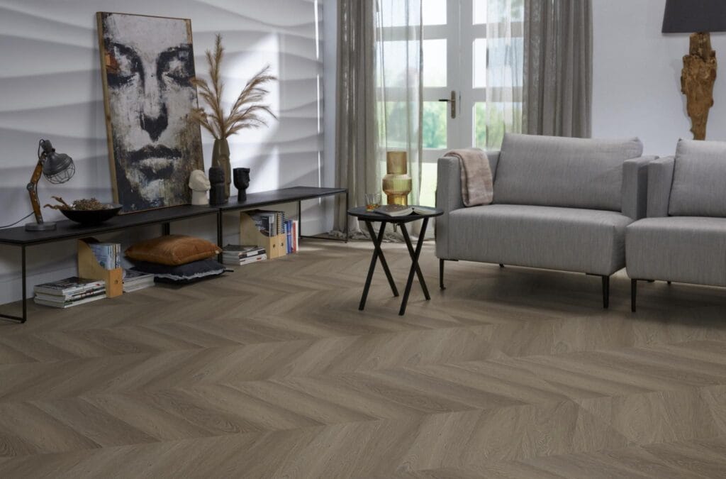 Floorlife YUP Fulham chevron dryback brown