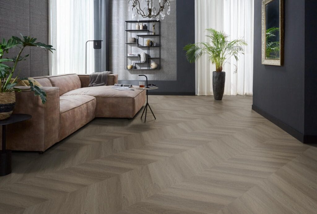 Floorlife YUP Fulham chevron dryback brown