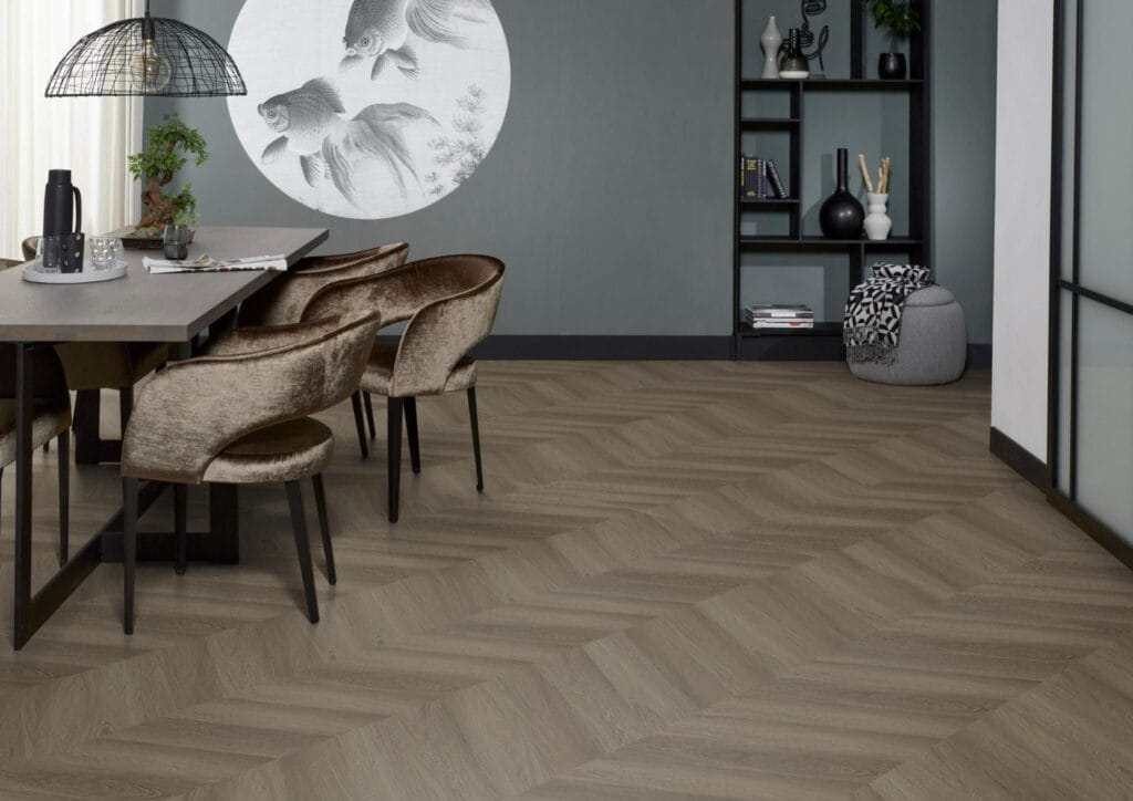 Floorlife YUP Fulham chevron dryback brown