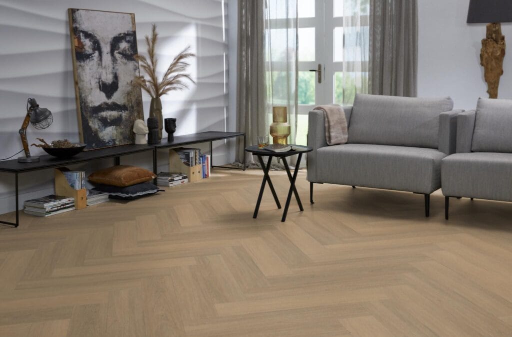 Floorlife YUP Sutton herringbone dryback warm natural