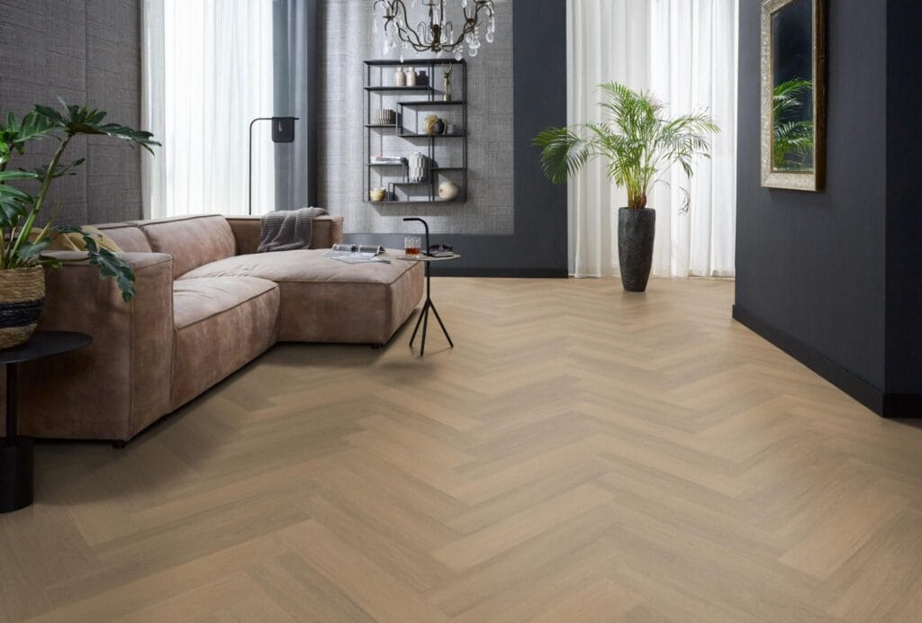 Floorlife YUP Sutton herringbone dryback warm natural
