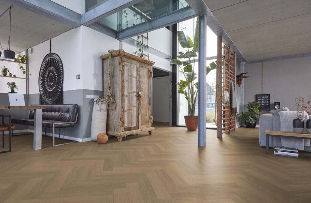 Floorlife YUP Sutton herringbone dryback warm natural