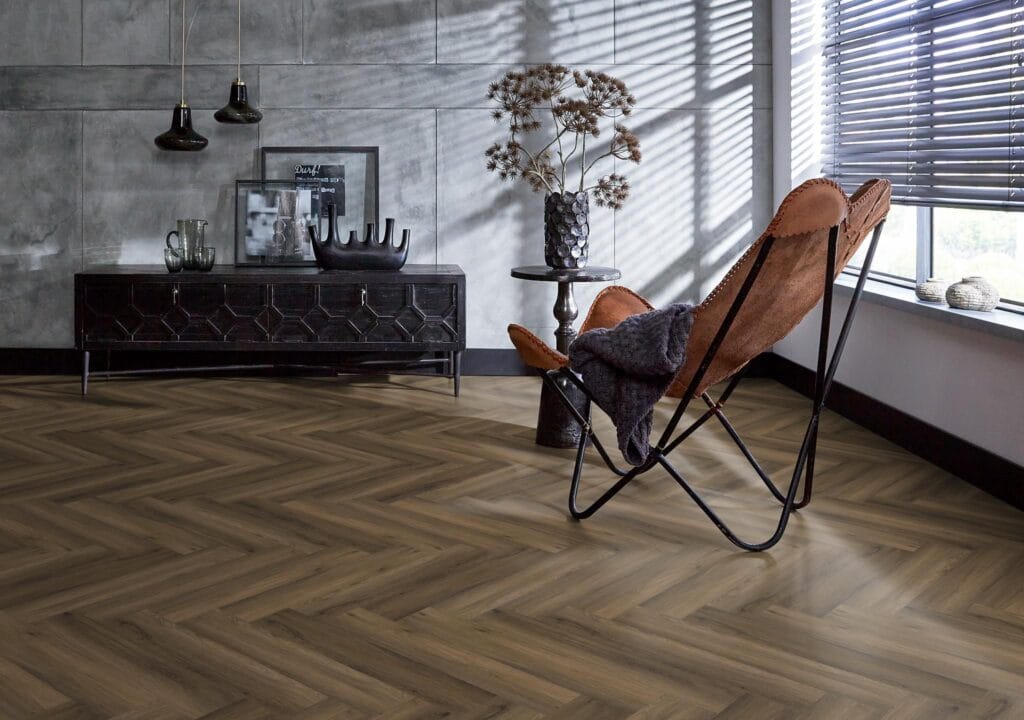 Floorlife YUP Herringbone dryback warm brown