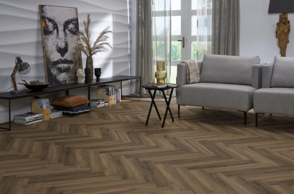 Floorlife YUP Herringbone dryback warm brown