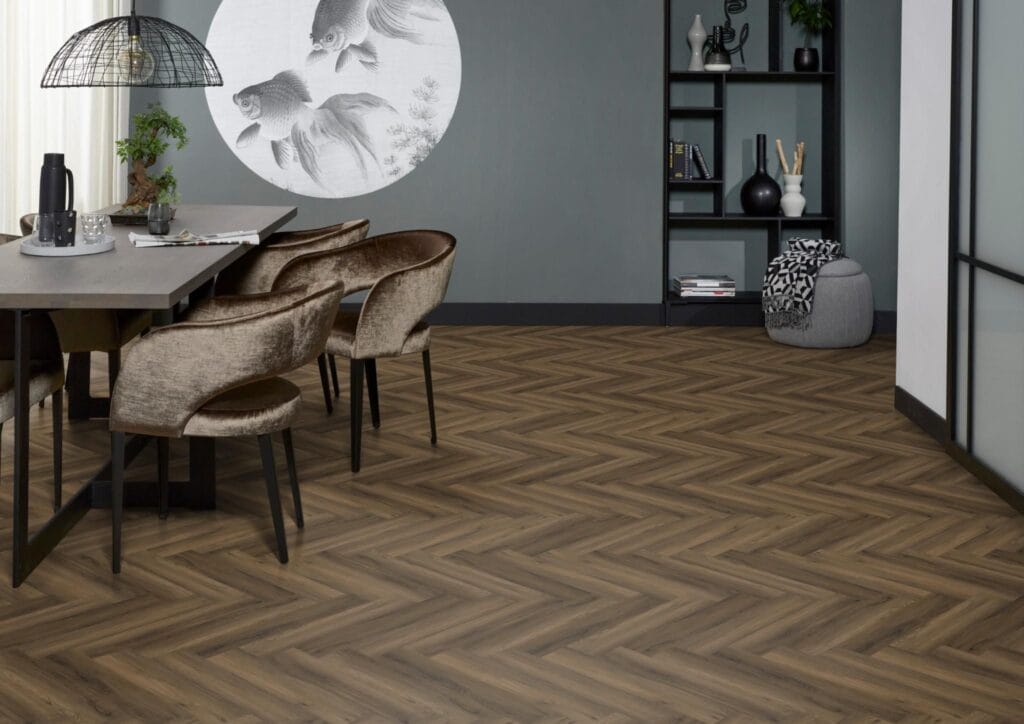 Floorlife YUP Herringbone dryback warm brown