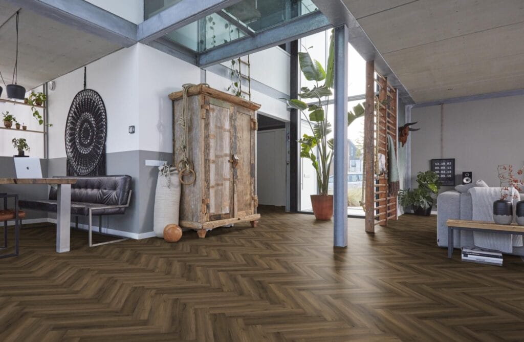 Floorlife YUP Herringbone dryback warm brown