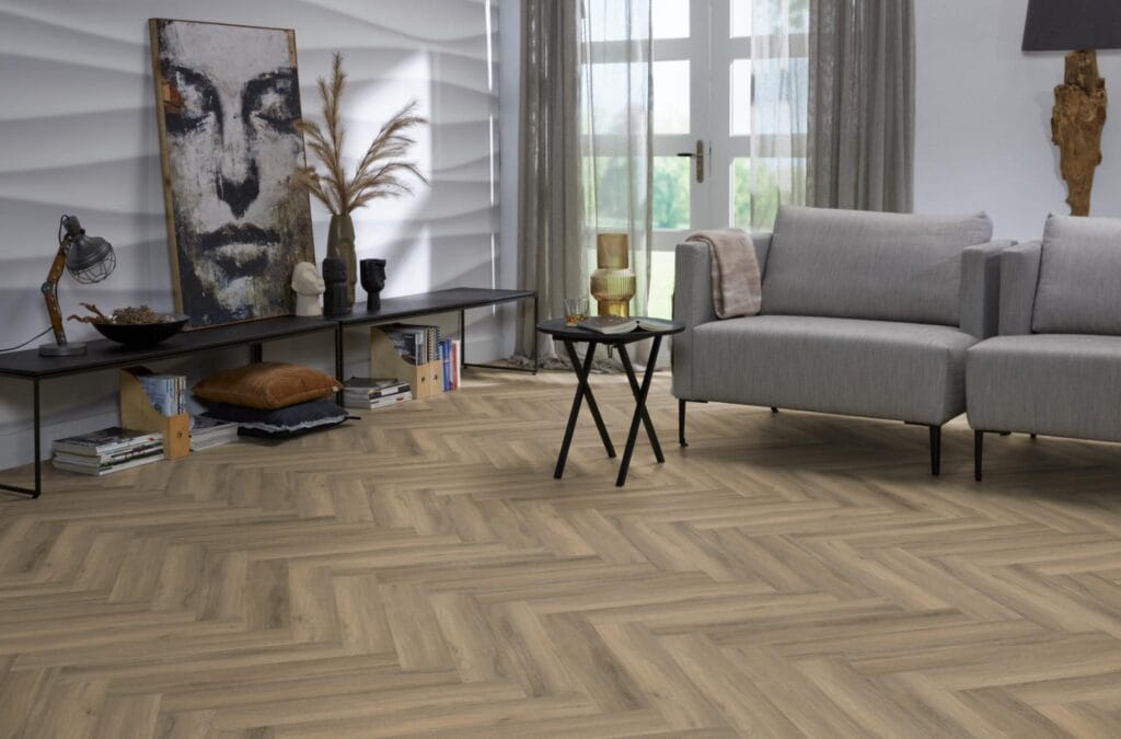 Floorlife YUP Herringbone dryback light brown