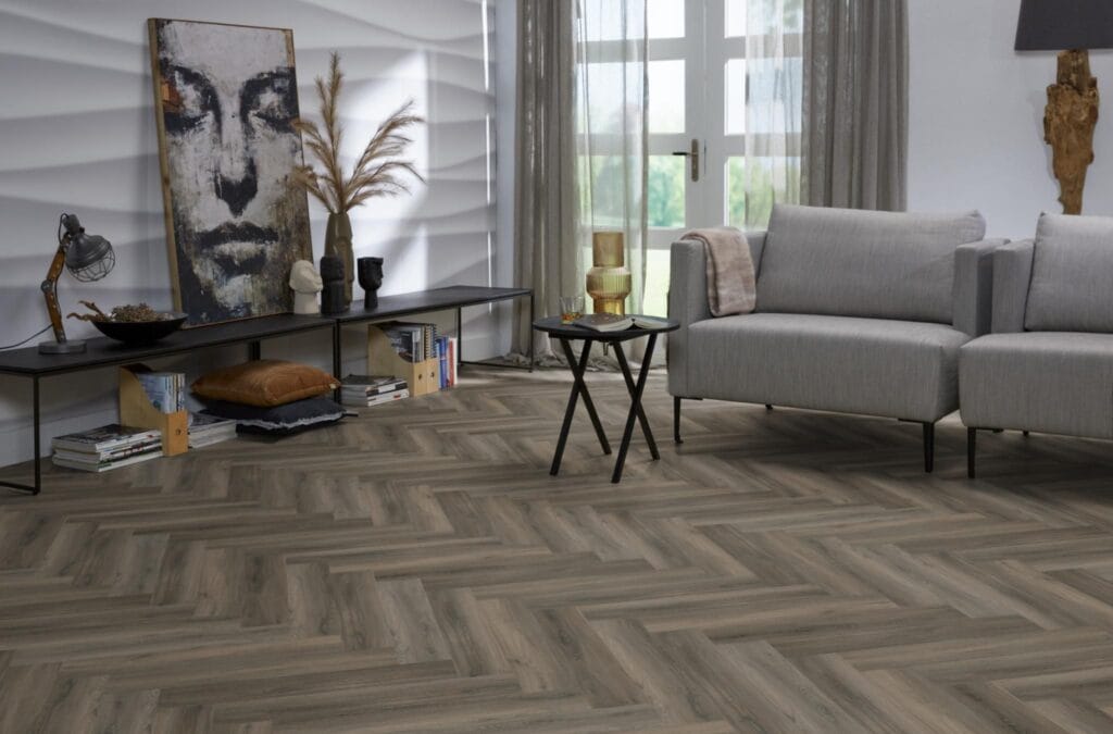 Floorlife YUP Herringbone dryback dark grey