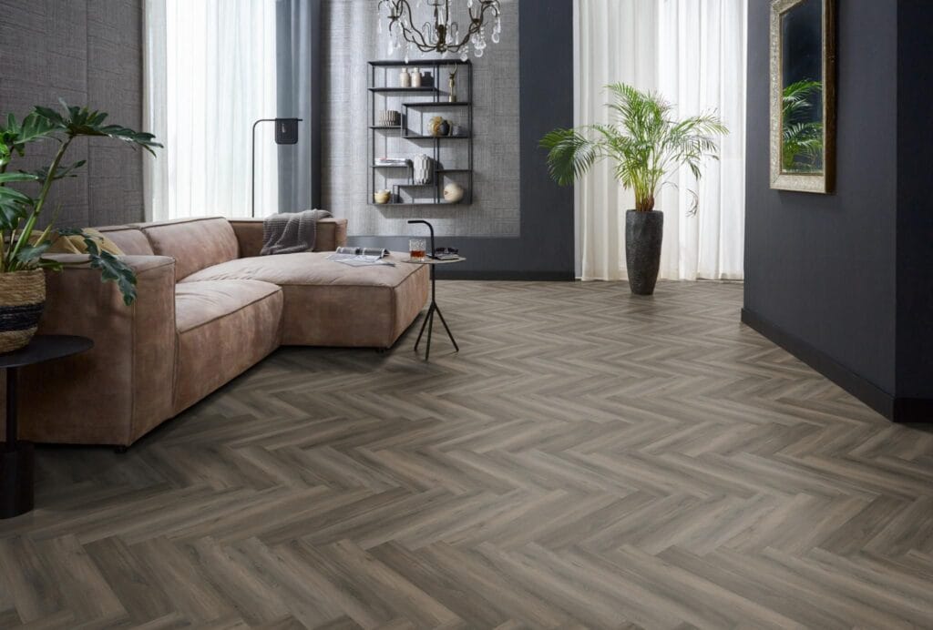 Floorlife YUP Herringbone dryback dark grey