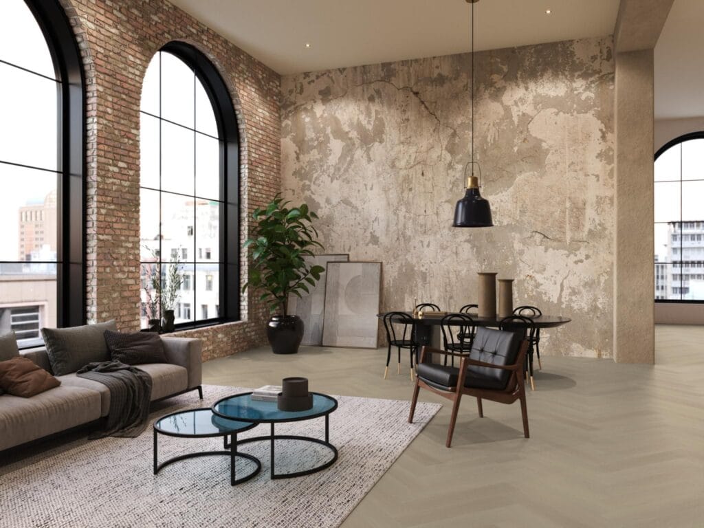 Floorlife YUP Fulham herringbone dryback beige