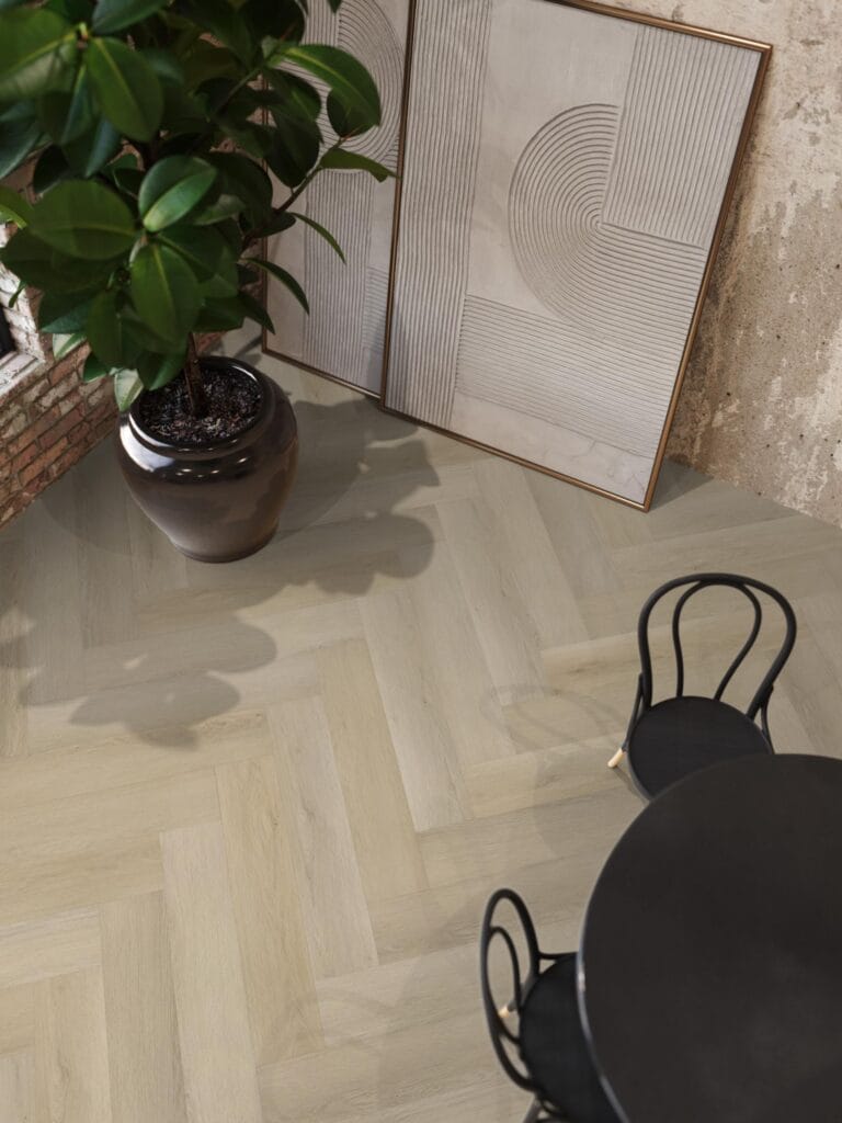 Floorlife YUP Mayfair herringbone dryback light oak