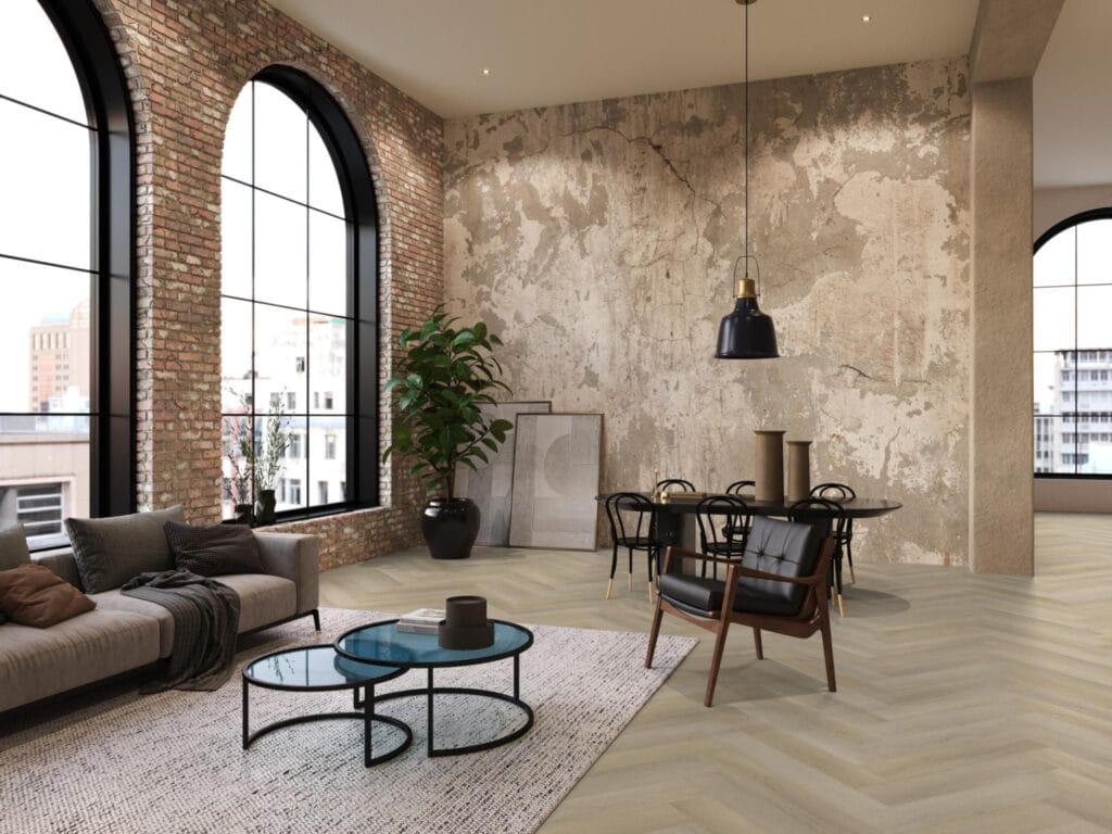 Floorlife YUP Mayfair herringbone dryback light oak