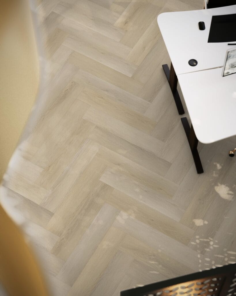 Floorlife YUP Mayfair herringbone dryback light oak