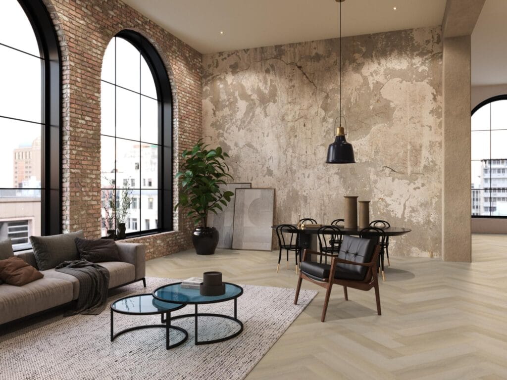 Floorlife YUP Mayfair herringbone dryback natural