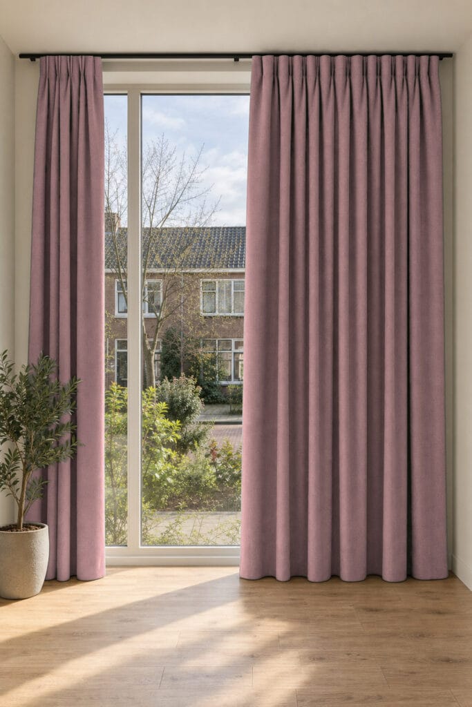Holland Haag Catch Adora Blush gordijnen in de kamer